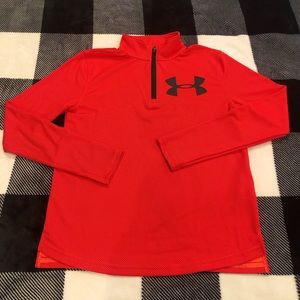 Under Armour quarter zip long sleeve shirt, Orange, Boys Youth Large, GUC
